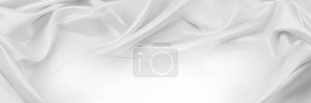 Téléchargez les photos : Gros plan de tissu de soie blanche ondulée. Espace de copie - en image libre de droit