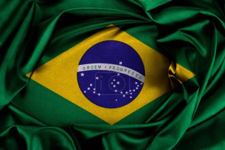 Foto de Primer plano de la sedosa bandera brasileña - Imagen libre de derechos