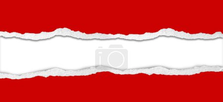 Téléchargez les photos : Lacune dans le papier rouge déchiré sur fond blanc. Copier spac - en image libre de droit