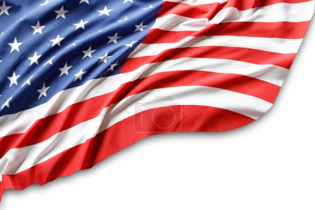 Téléchargez les photos : Gros plan du drapeau américain sur fond uni - en image libre de droit