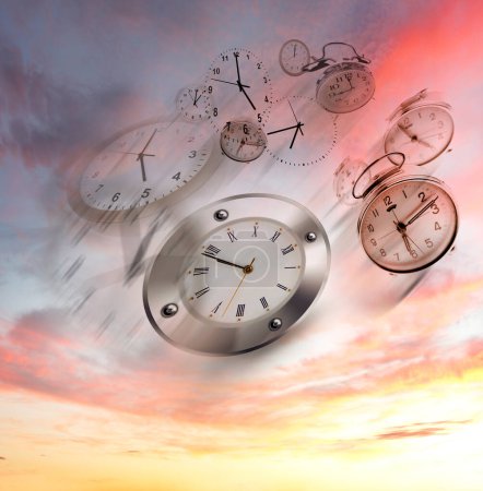 Photo for Clocks in bright sky. Time flies - Royalty Free Image