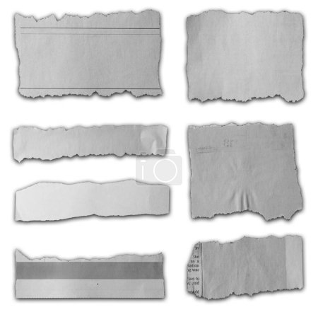 Photo for Seven pieces of torn paper on white background - Royalty Free Image