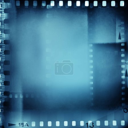 Téléchargez les photos : Film négatifs cadres bleu backgroun - en image libre de droit
