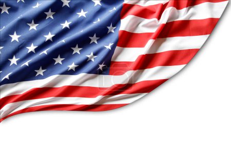 Foto de Bandera americana sobre fondo blanco - Imagen libre de derechos