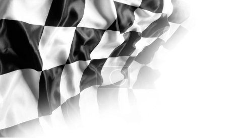 Téléchargez les photos : Drapeau de course noir et blanc à carreaux sur blanc. Espace de copie - en image libre de droit