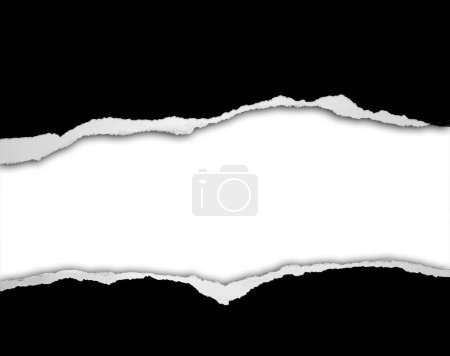 Foto de Papel negro rasgado sobre fondo blanco, espacio para copia - Imagen libre de derechos