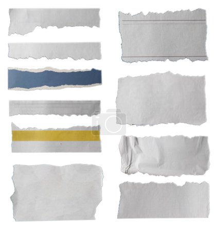 Photo for Ten pieces of torn paper on white background - Royalty Free Image