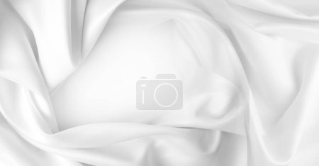 Photo for Rippled white silk fabric background. Copy space - Royalty Free Image