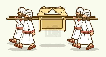 Illustration for Group of Levi Carrying Ark of the Covenant Cartoon Graphic Vector. - Royalty Free Image