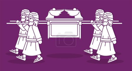 Illustration for Group of Levi Carrying Ark of the Covenant Cartoon Graphic Vector - Royalty Free Image