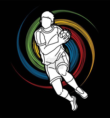 Ilustración de Balonmano Deporte Jugador Masculino Acción Dibujos Animados Vector Gráfico - Imagen libre de derechos