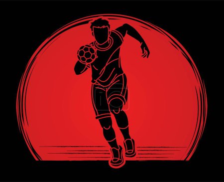 Illustration for Handball Sport Male Player Action Cartoon Graphic Vector - Royalty Free Image