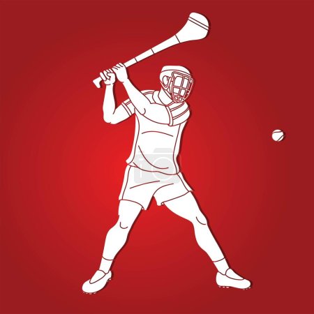 Illustration for Hurling Sport Player Action Cartoon Graphic Vector - Royalty Free Image