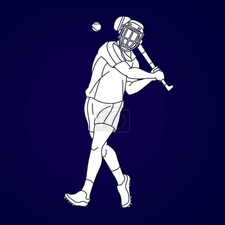 Illustration for Hurling Sport Player Action Cartoon Graphic Vector - Royalty Free Image