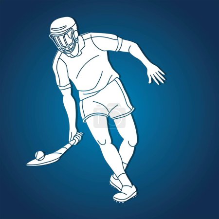 Téléchargez les illustrations : Hurling Sport Joueur Action Cartoon Graphic Vector - en licence libre de droit