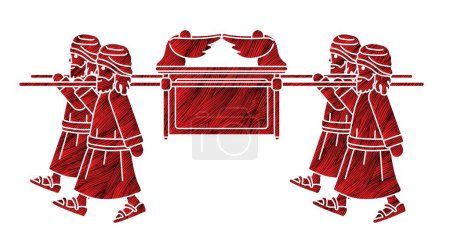 Illustration for Group of Levi Carrying Ark of the Covenant Cartoon Graphic Vector - Royalty Free Image