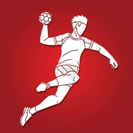 Illustration for Handball Sport Male Player Team Action Cartoon Graphic Vector - Royalty Free Image