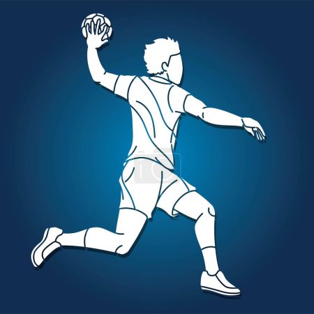 Ilustración de Handball Sport Male Player Team Action Cartoon Graphic Vector - Imagen libre de derechos