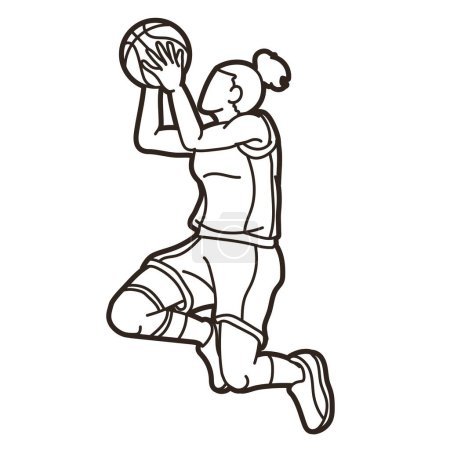 Ilustración de Baloncesto Acción Jugadora Dibujos Animados Deporte Vector Gráfico - Imagen libre de derechos