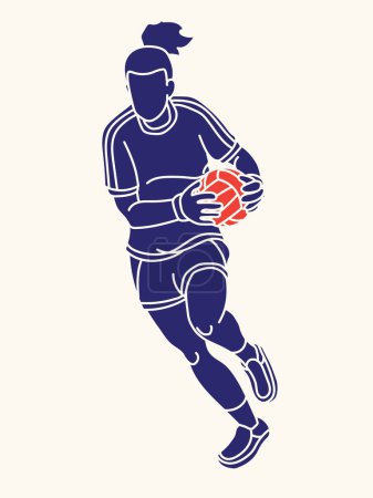 Illustration for Gaelic Football Female Player Action Cartoon Graphic Vector - Royalty Free Image