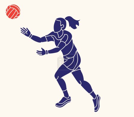 Illustration for Gaelic Football Female Player Action Cartoon Graphic Vector - Royalty Free Image