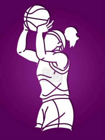 Illustration for Basketball Sport Female Player Action Cartoon Graphic Vector - Royalty Free Image