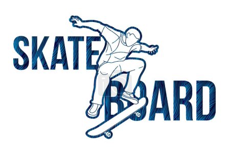 Illustration for Skateboard Text Font Design Cartoon Graphic Vector - Royalty Free Image