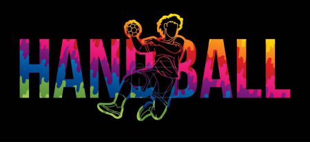 Illustration for Handball Sport Text Design Cartoon Graphic Vector - Royalty Free Image