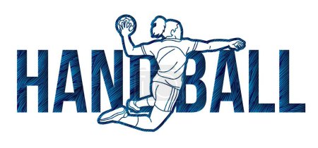 Illustration for Handball Sport Woman Player Action with Text Cartoon Graphic Vector - Royalty Free Image