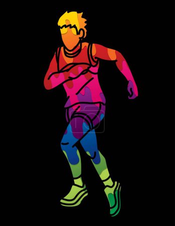 Illustration for A Boy Running Child Runner cartoon Action Graphic Vector - Royalty Free Image