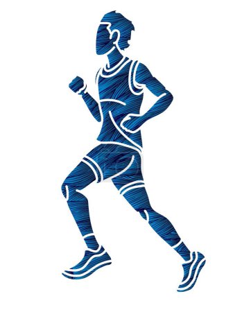Illustration for A Man Running Marathon Runner Cartoon Sport Graphic Vector - Royalty Free Image