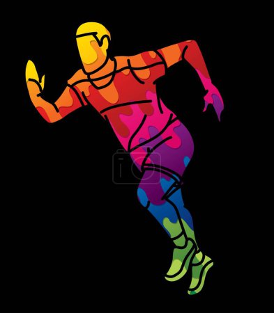 Téléchargez les illustrations : Marathon Runner A Man Running Action Jogging Sport Graphic Vector - en licence libre de droit
