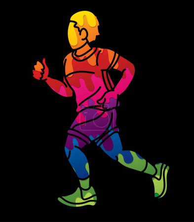 Illustration for A Boy Start Running Action Sport Graphic Vector - Royalty Free Image