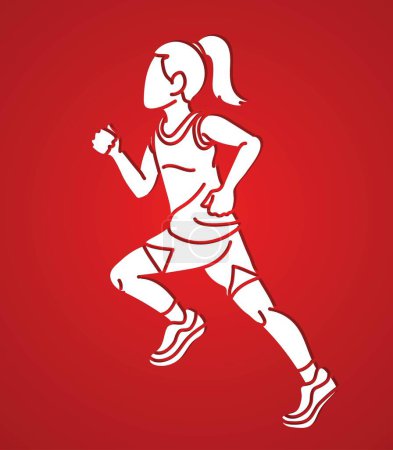 Illustration for A Girl Start Running Action Sport Graphic Vector - Royalty Free Image