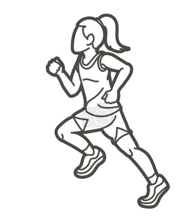 Illustration for A Girl Start Running Action Cartoon Sport Graphic Vector - Royalty Free Image