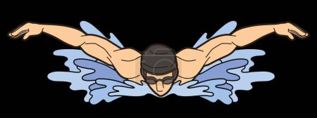 Illustration for Swimming Sport A Male Swimmer Action Cartoon Graphic Vector - Royalty Free Image