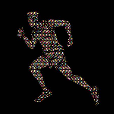 Ilustración de Un hombre corriendo acción maratón corredor empezar correr movimiento dibujos animados deporte gráfico vector - Imagen libre de derechos