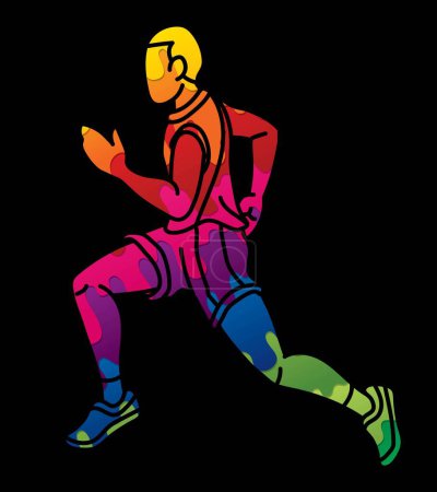 Illustration for Marathon Runner Start Running A Man Running Action Movement Cartoon Sport Graphic Vector - Royalty Free Image