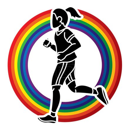 Téléchargez les illustrations : Une fille commence à courir Action Jogging Un mouvement d'enfant Cartoon Sport Graphic Vector - en licence libre de droit