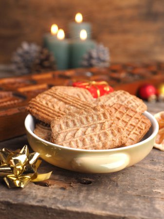 Photo for Christmas time, homemade Spekulatius cookies baking, Advent time, Christmas baking, seasonal food - Royalty Free Image