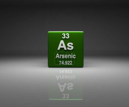 Téléchargez les photos : Cube avec Arsenic numéro 33 tableau périodique, rendu 3d - en image libre de droit