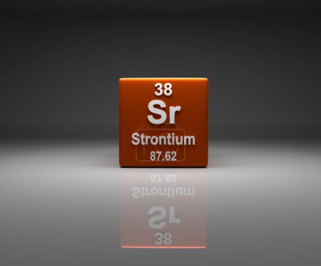 Téléchargez les photos : Cube avec numéro de strontium 38 tableau périodique, rendu 3d - en image libre de droit
