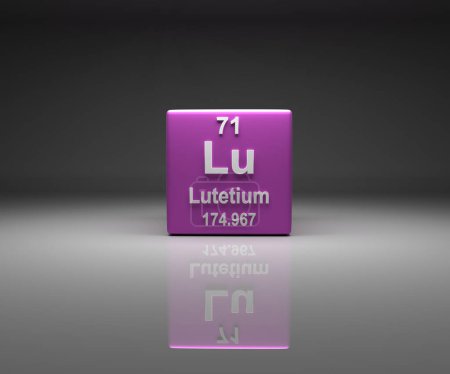 Photo for Cube with Lutetium number 71 periodic table, 3d rendering - Royalty Free Image