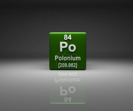 Photo for Cube with Polonium number 84 periodic table, 3d rendering - Royalty Free Image