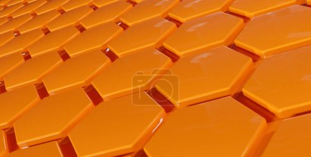 Abstract modern orange hexagon background, 3d rendering