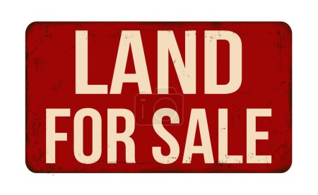Téléchargez les illustrations : Land for sale vintage rusty metal sign on a white background, vector illustration - en licence libre de droit
