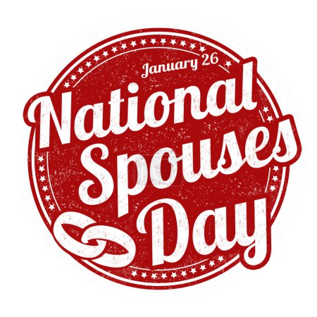 Téléchargez les illustrations : National spouse day grunge rubber stamp on white background, vector illustration - en licence libre de droit