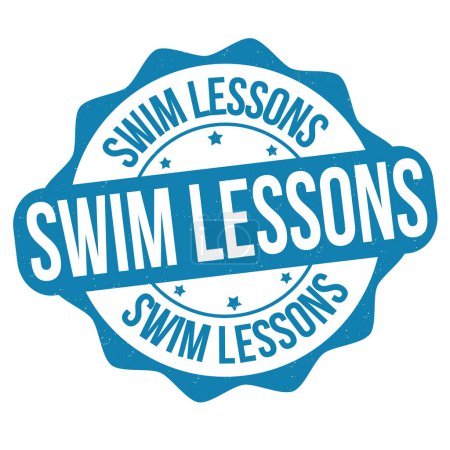 Illustration for Swim lessons label or stamp on white background, vector illustration - Royalty Free Image