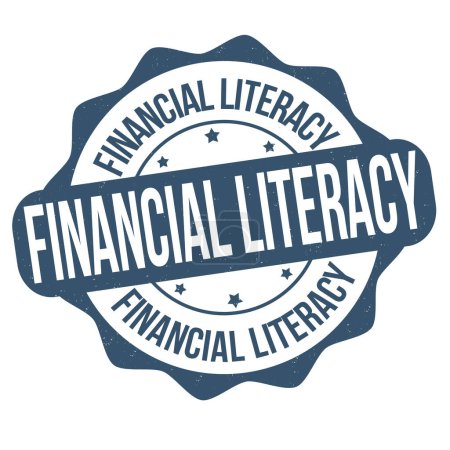 Téléchargez les illustrations : Financial literacy label or stamp on white background, vector illustration - en licence libre de droit