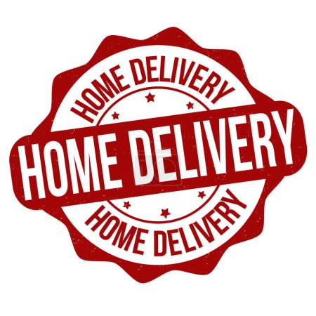 Ilustración de Home delivery label or stamp on white background, vector illustration - Imagen libre de derechos